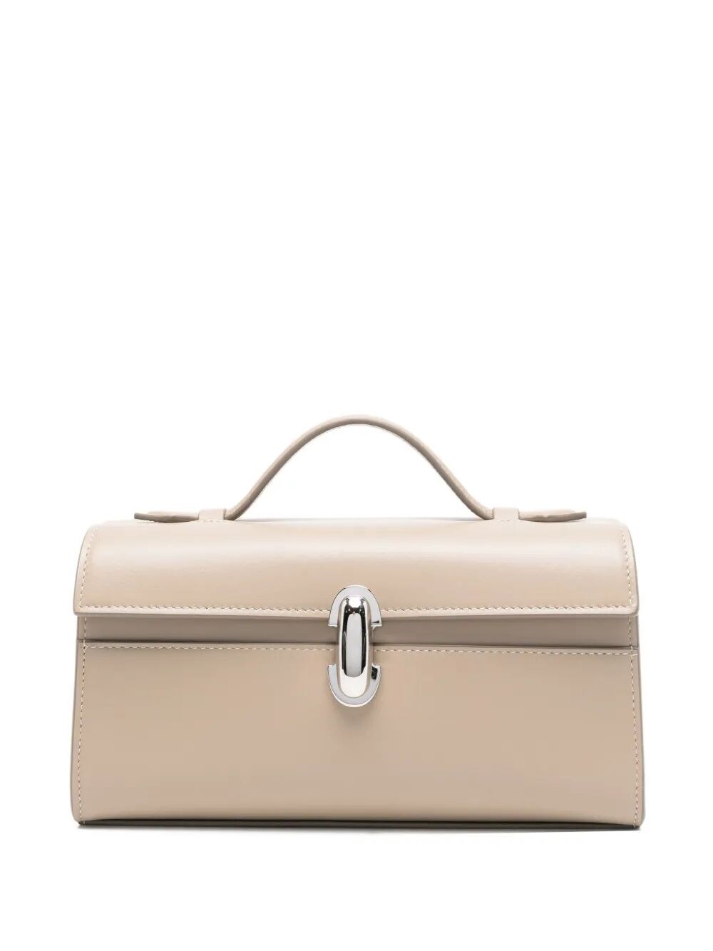Savette Symmetry Pochette In Smooth Calf Leather In Gray