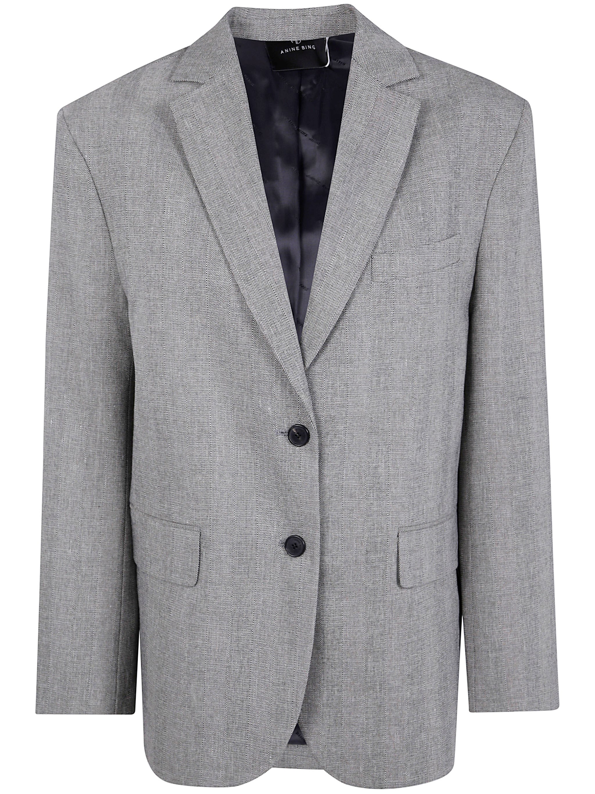 Anine Bing 'quinn' Blazer Jacket In Gray