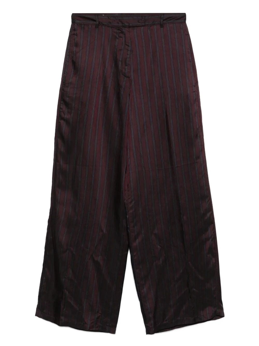 Dries Van Noten Striped Wide Leg Trousers And Pockets In Red