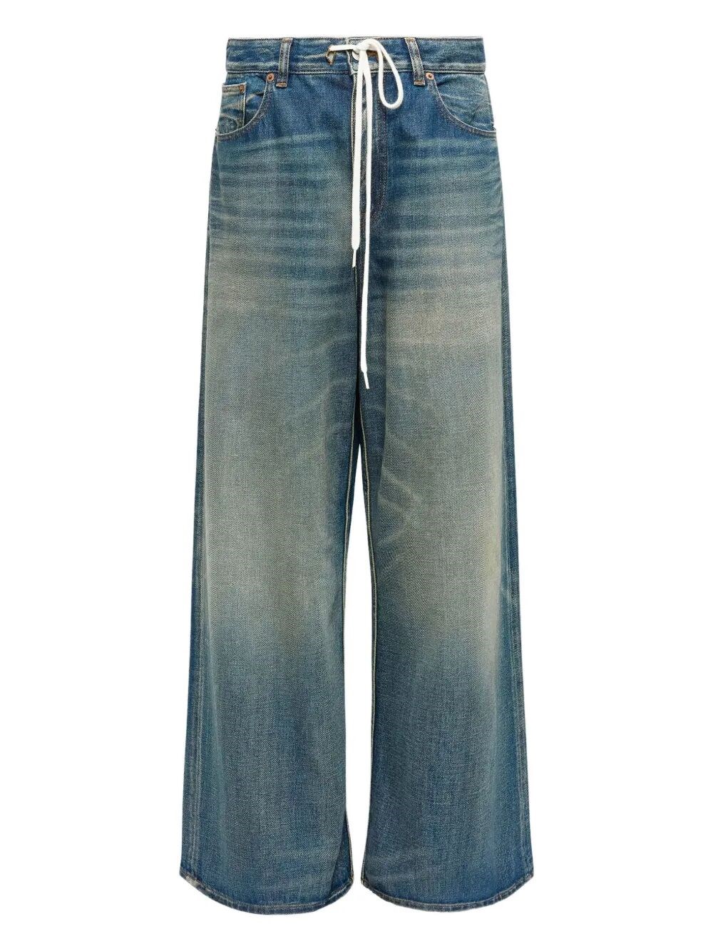 Mm6 Maison Margiela Wide-leg Drawstring Jeans In Blue