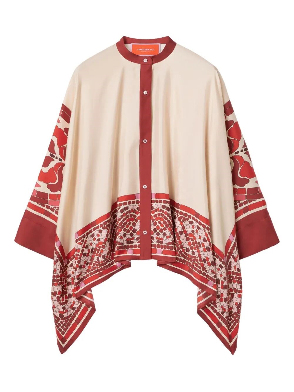 La Doublej La Double J Silk Foulard Shirt With Patternssilhouette In Red