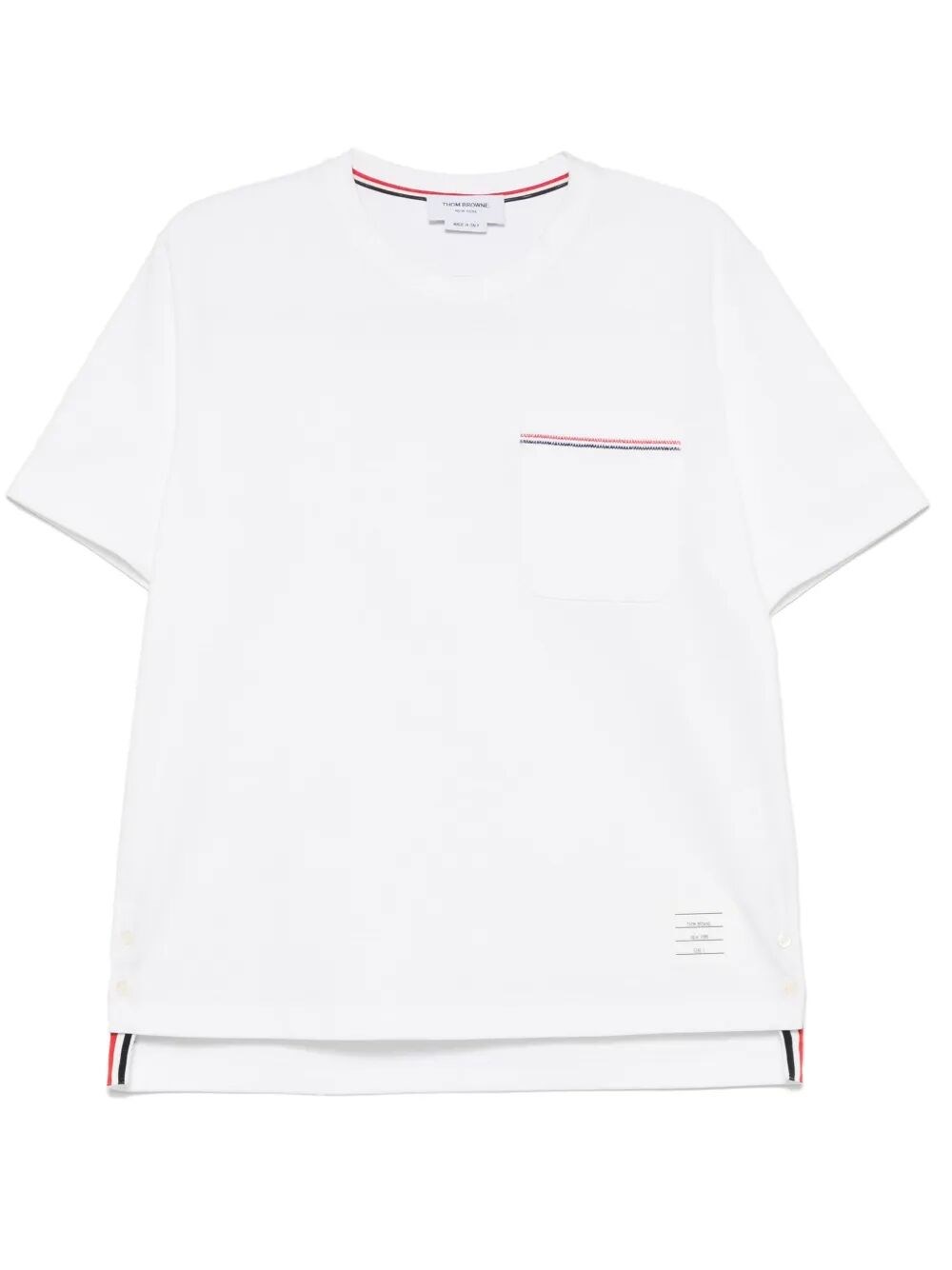 Thom Browne Oversized T-shirt With Embroidered Pocket Detail In White