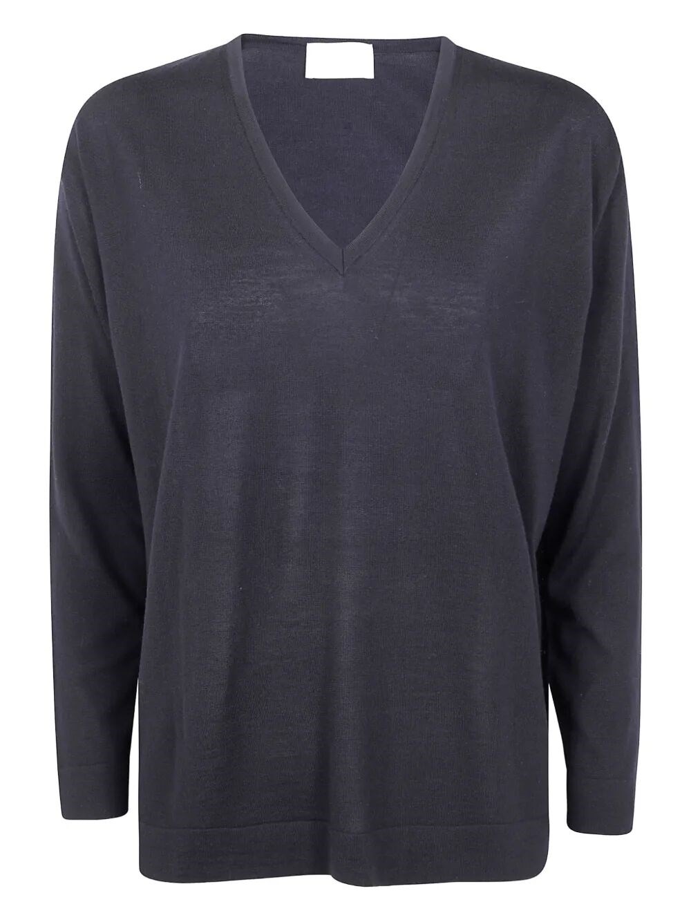 Drumohr Long Sleeve V-neck Extrafine Sweater In Blue