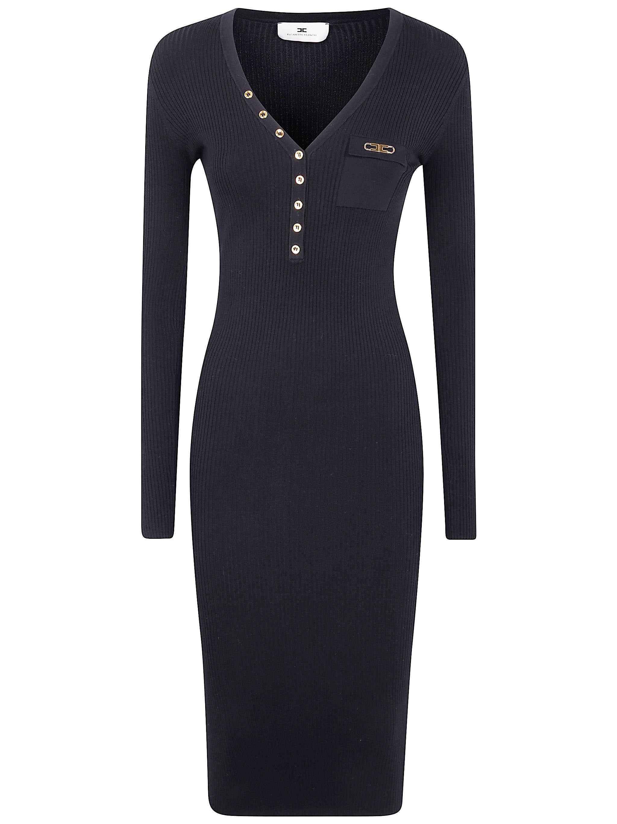 Ct Plage V-neck Ribbed Dress In Black