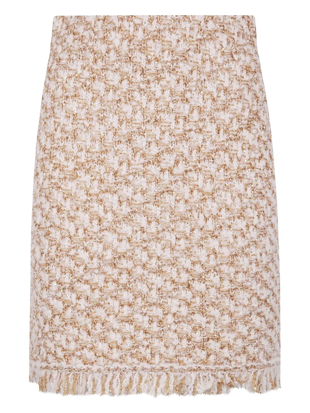 Fabiana Filippi Textured Midi Skirt With Fringe And Sequins In Brown