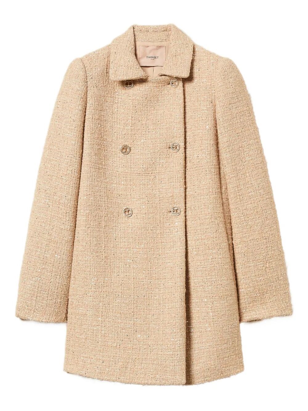 Twinset Boucle Coat In Brown