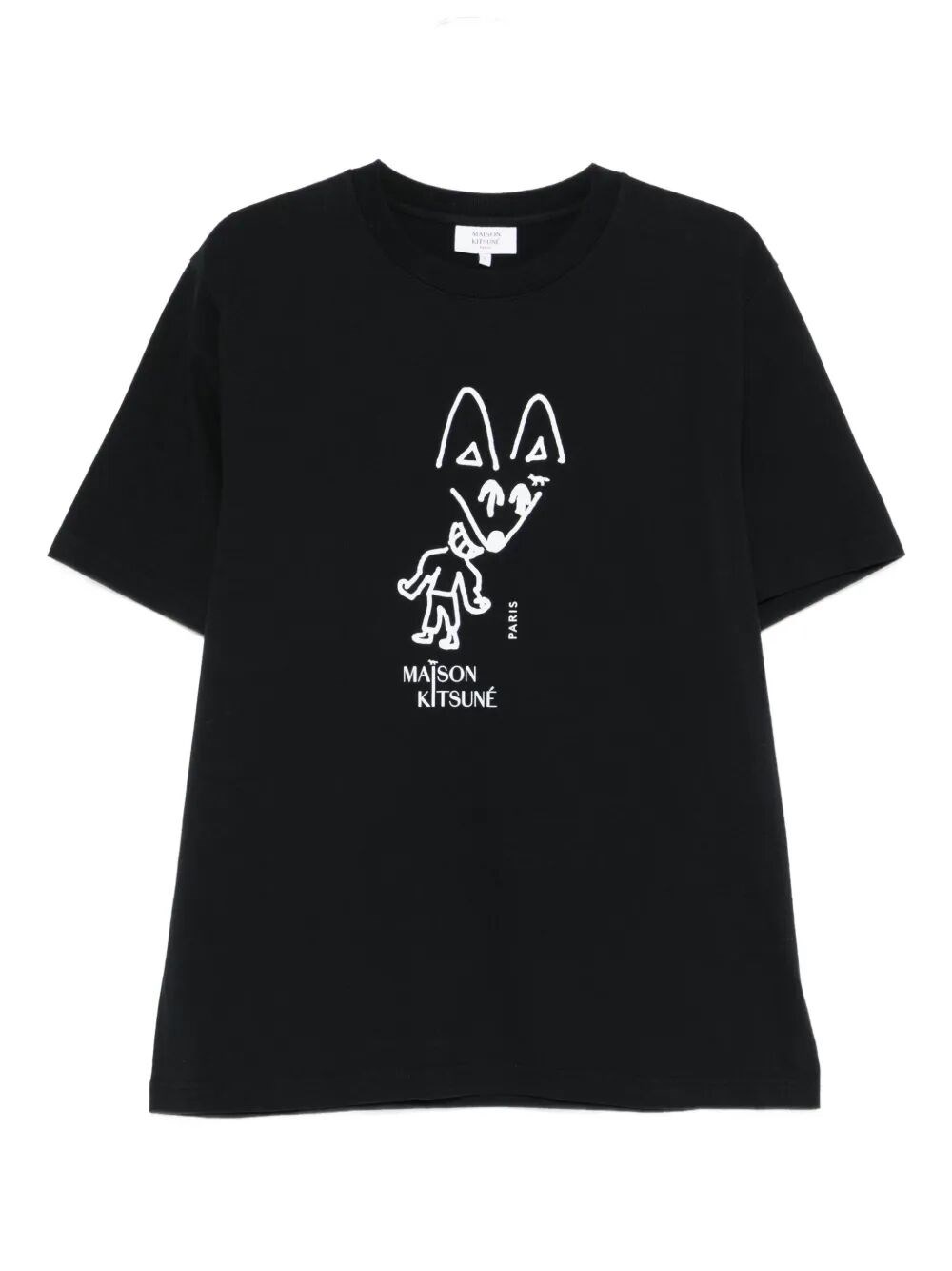 Maison Kitsuné "party Fox" Comfort Tee-shirt In Black