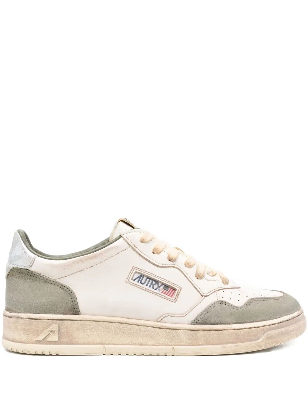 Autry Vintage Leather Sneakers With Pointed Toe And Signature Heel In Multi