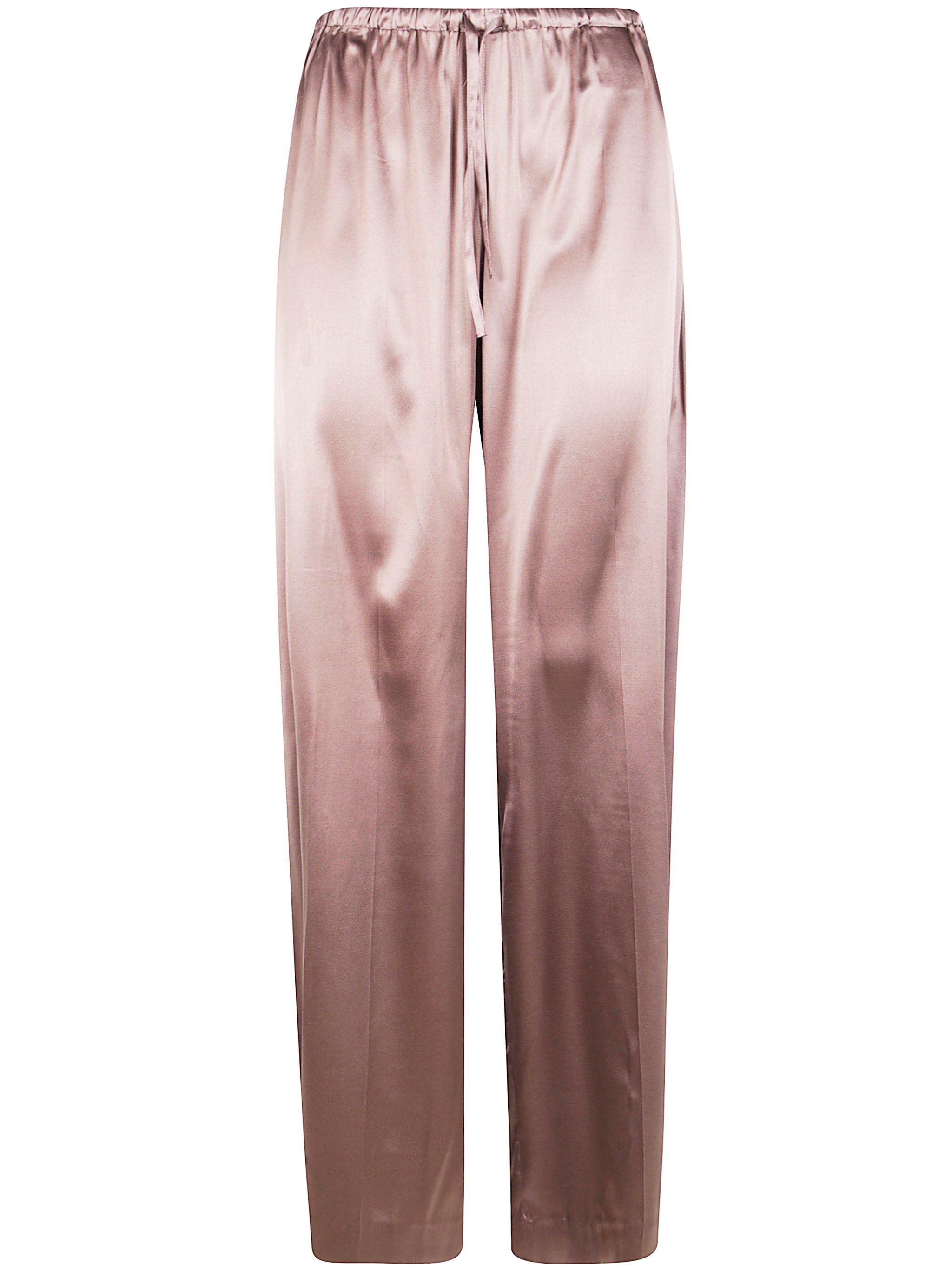 Dries Van Noten Puvis Bis Long 2033 Satin Trousers In Brown