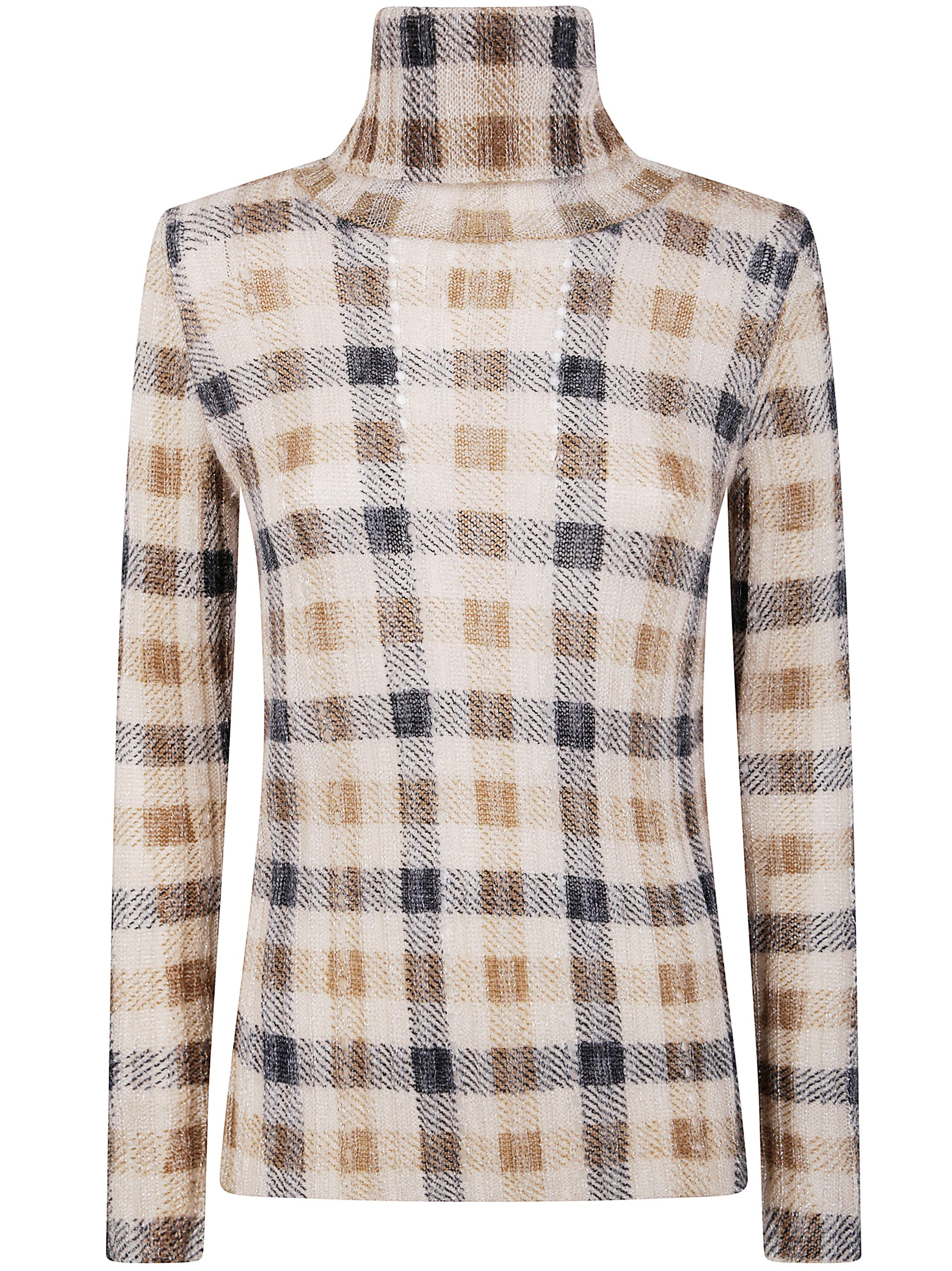 Twinset Turtle Neck Sweater Print In Brown