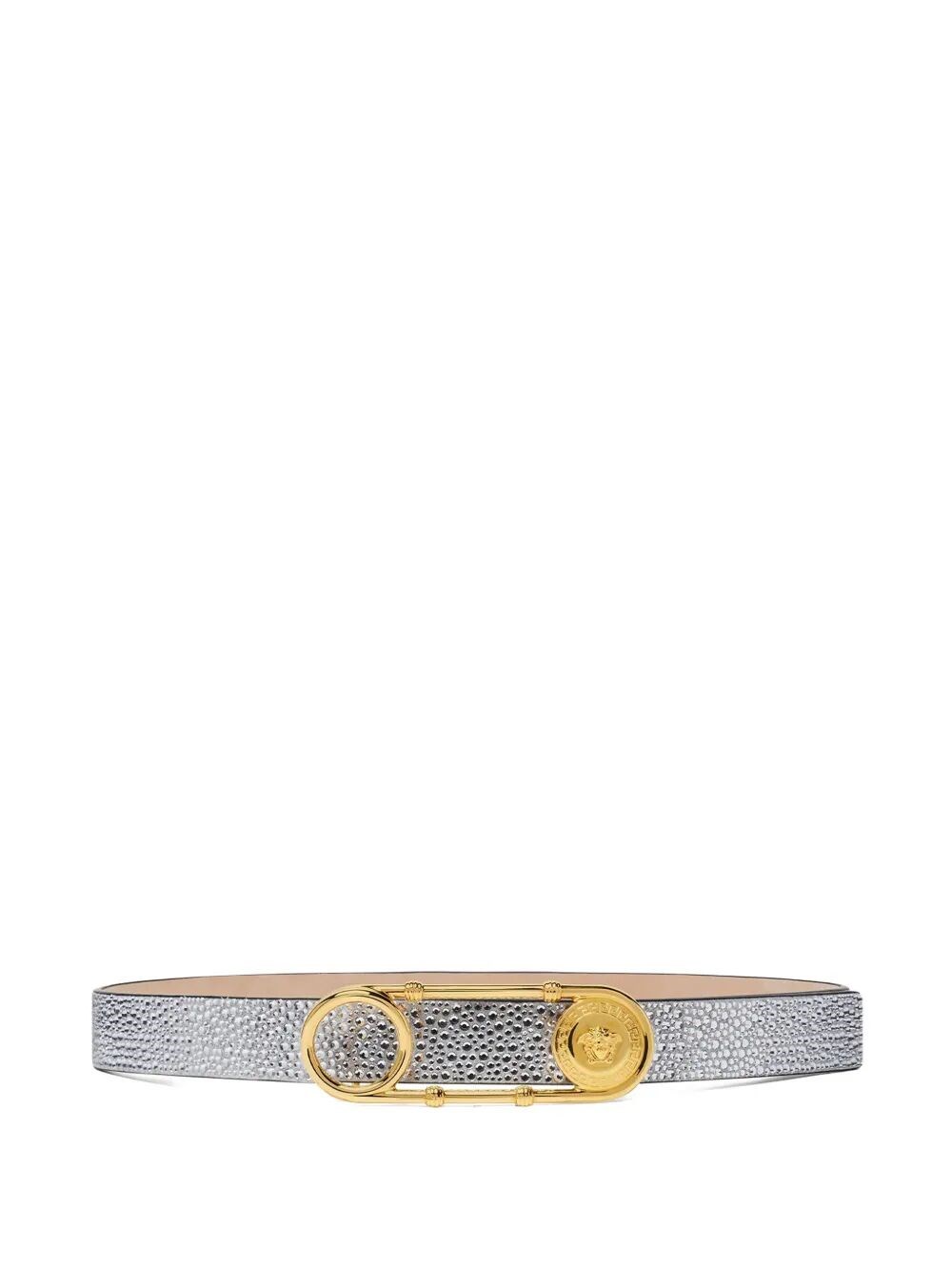 Leony Belt H.30 Calf Leather Strass In Metallic