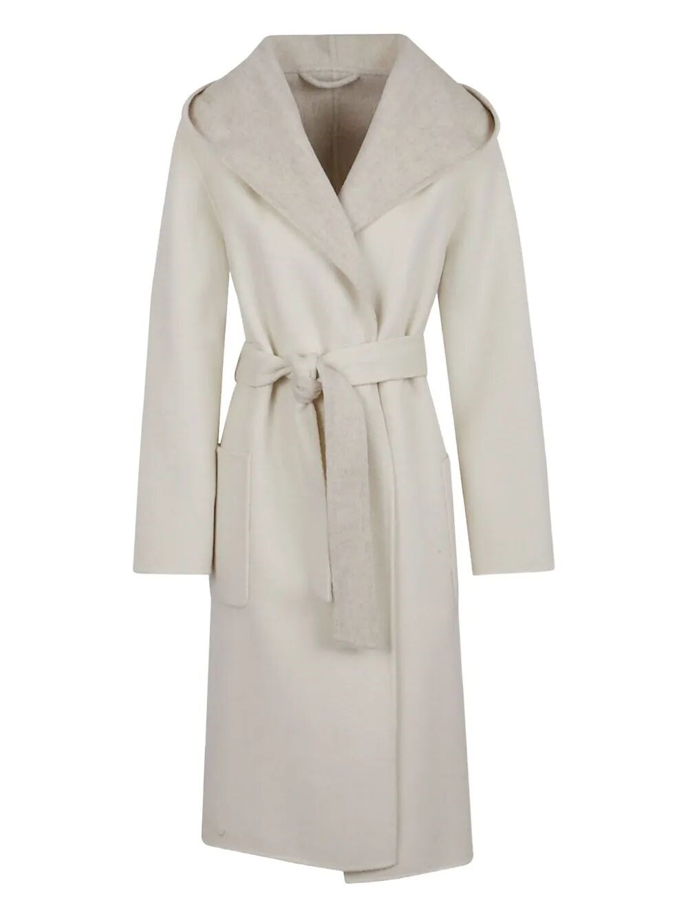 P.a.r.o.s.h Parosh Reversible Knee-length Wool Coat With Hood And Matching Belt In White