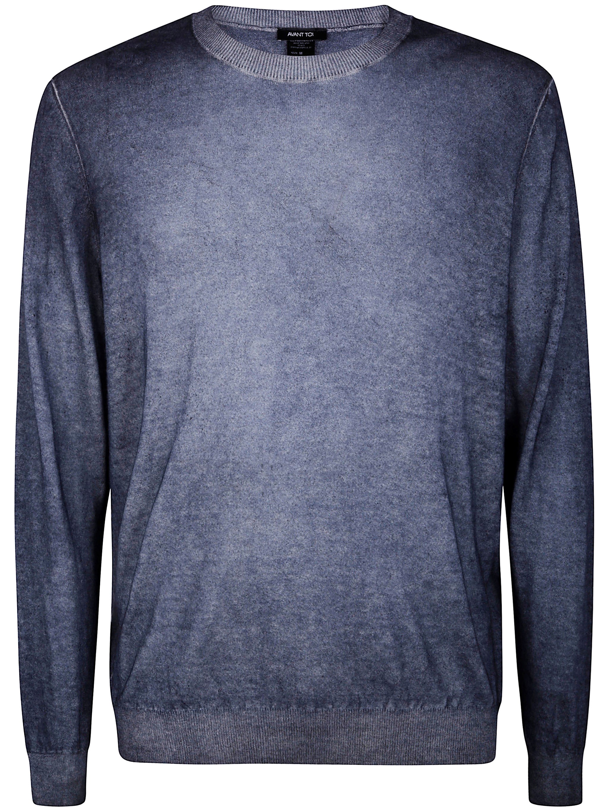 Two Colors Ultralight Cashmere And Wool Round Neck Pullover