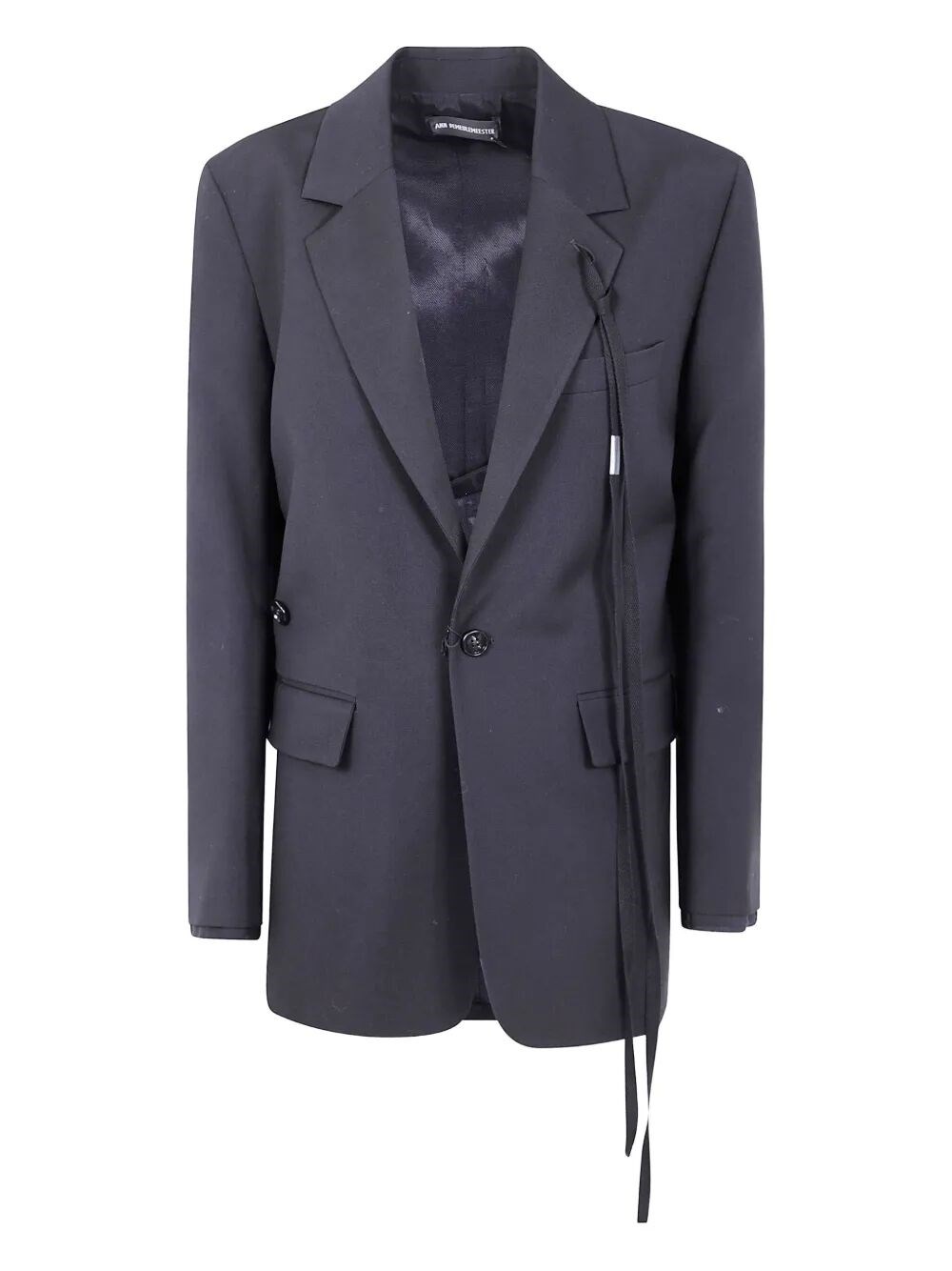 Ann Demeulemeester "elin" Twisted Clousure Tailored Jacket With Raw Ed In Black