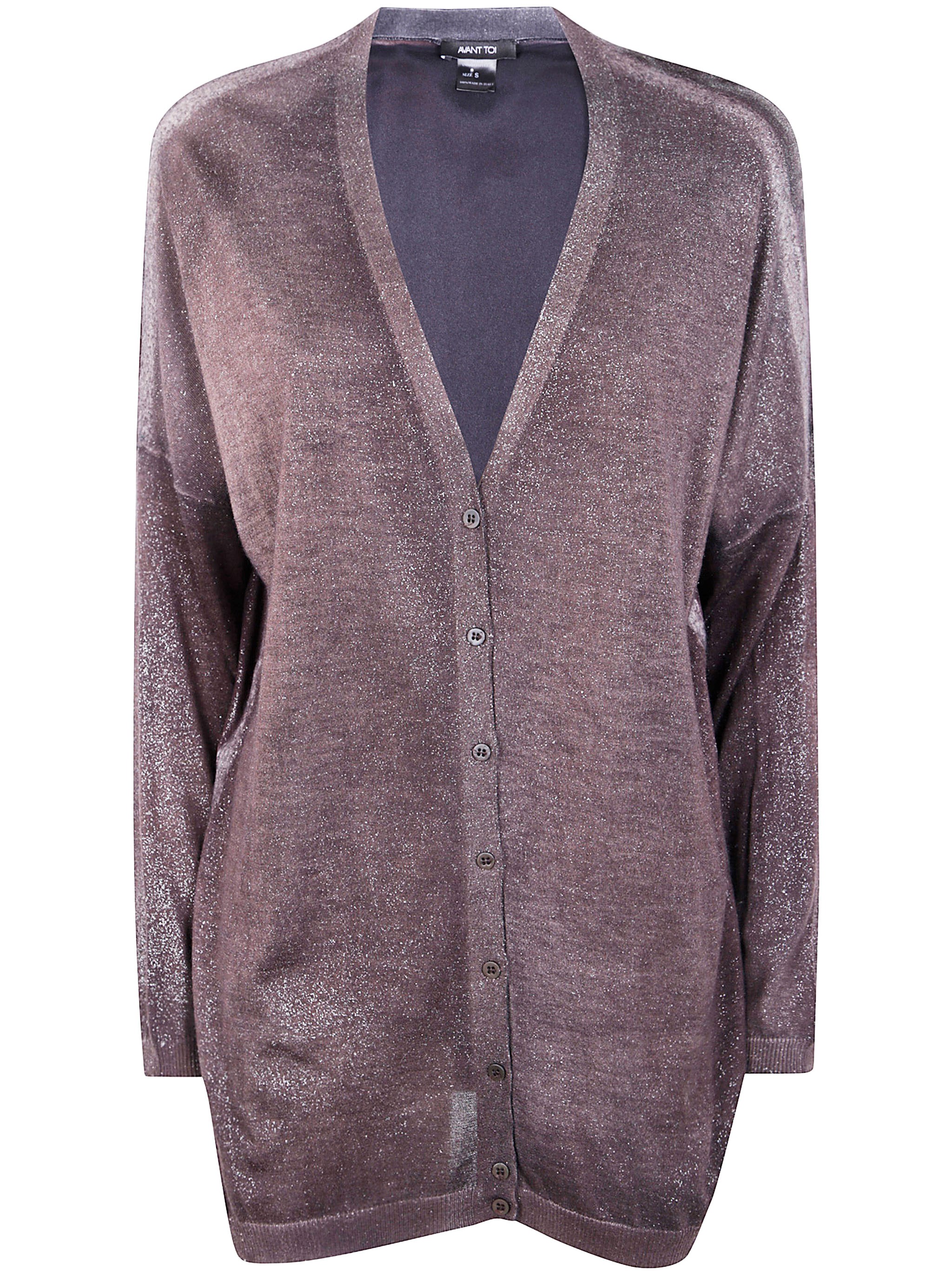 AVANT TOI “Star Dust” Effect Long Cardigan With Silk On Back