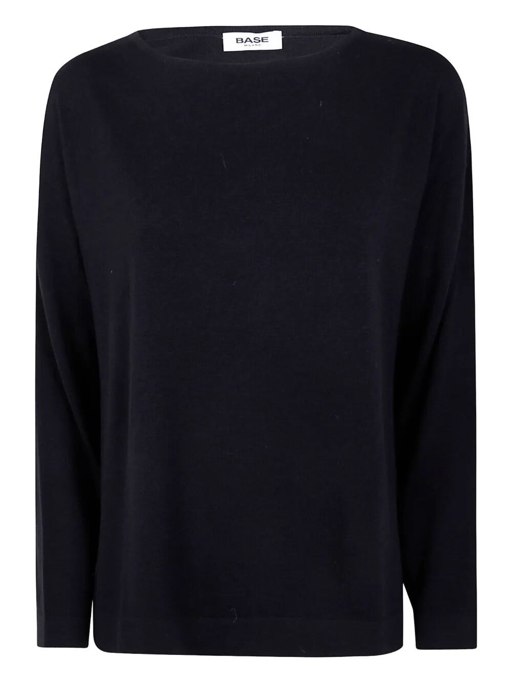 Base Extrafine Merino Wool Stretch Boatneck In Black