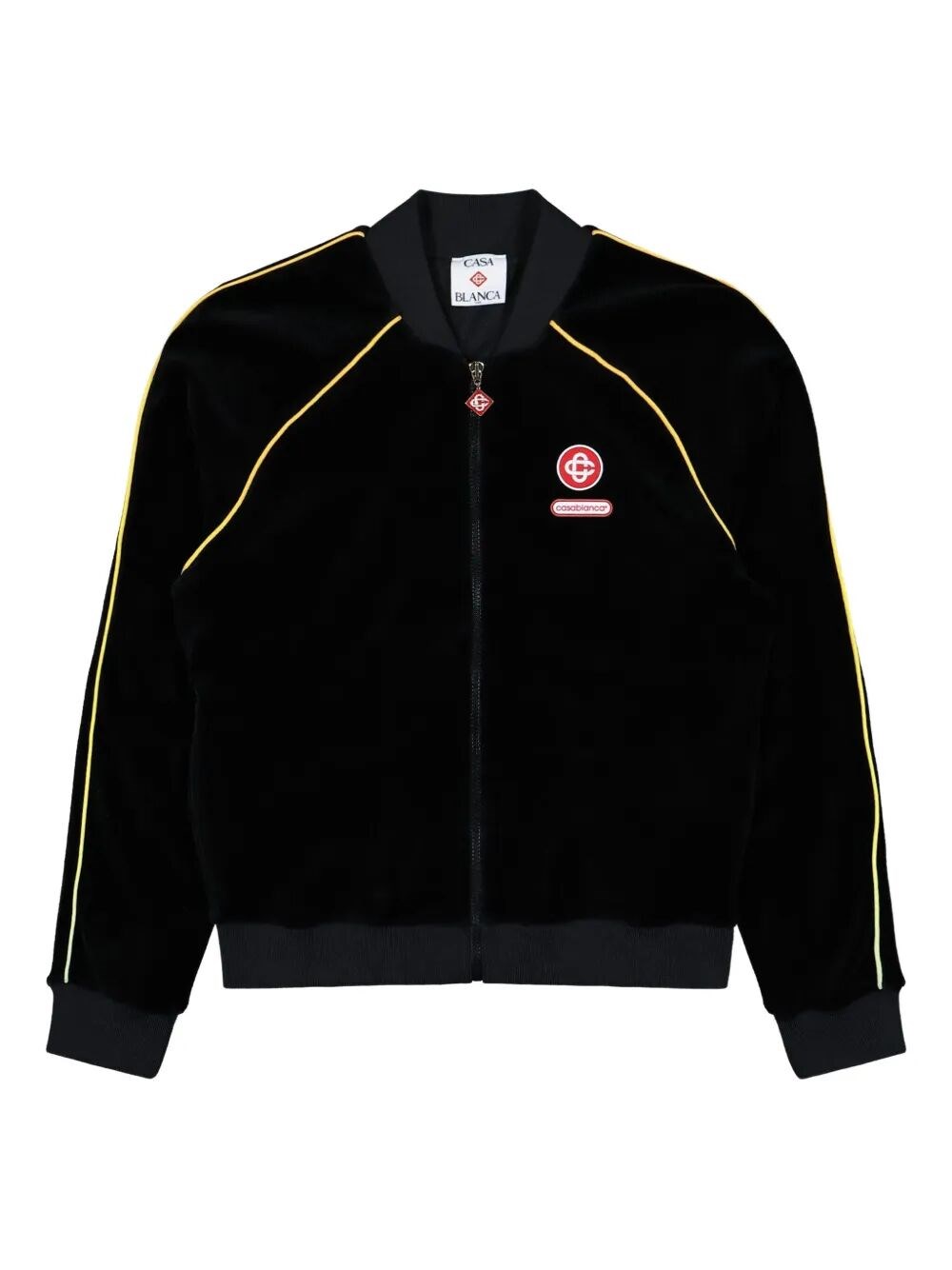 Casablanca Mens Velour Logo-patch Cotton-blend Track Jacket Black In Black