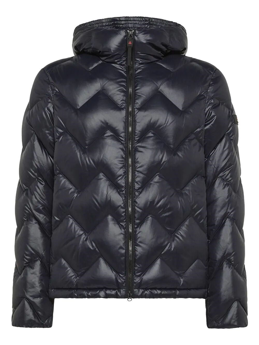 Peuterey Quilted Chevron Pattern Jacket With Hood In Blue