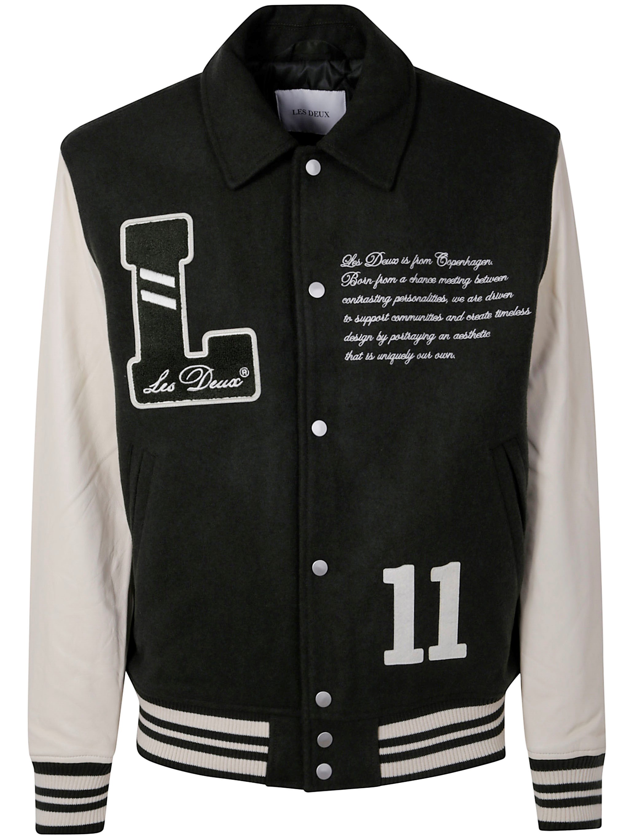 Emporio Armani "les Deux Varsity" Wool Jacket In Black Powder