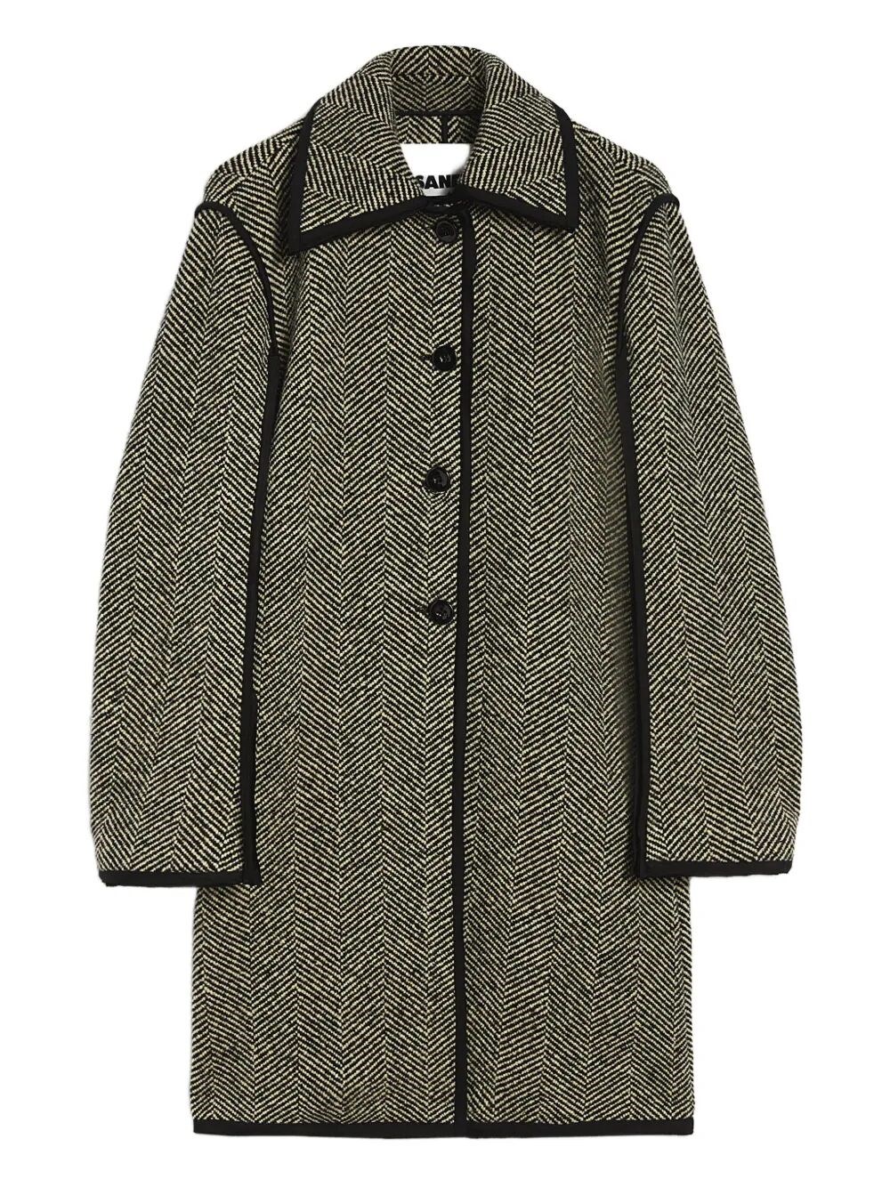 Jil Sander Herringbone Pattern Mid-length Coat In Brown
