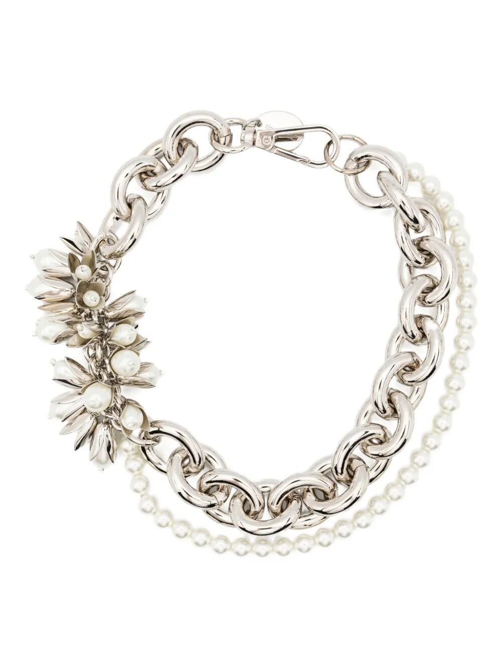 Lanvin Encased Pearl Flower Cluster Chain Necklace