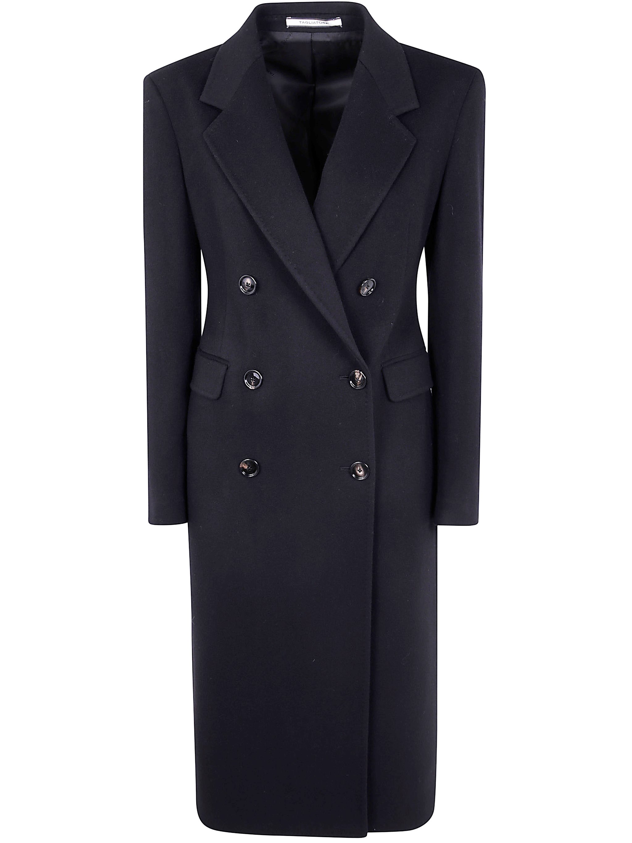 Tagliatore Double-breasted Jacket With Structured Shoulders And Flap Pockets In Blue