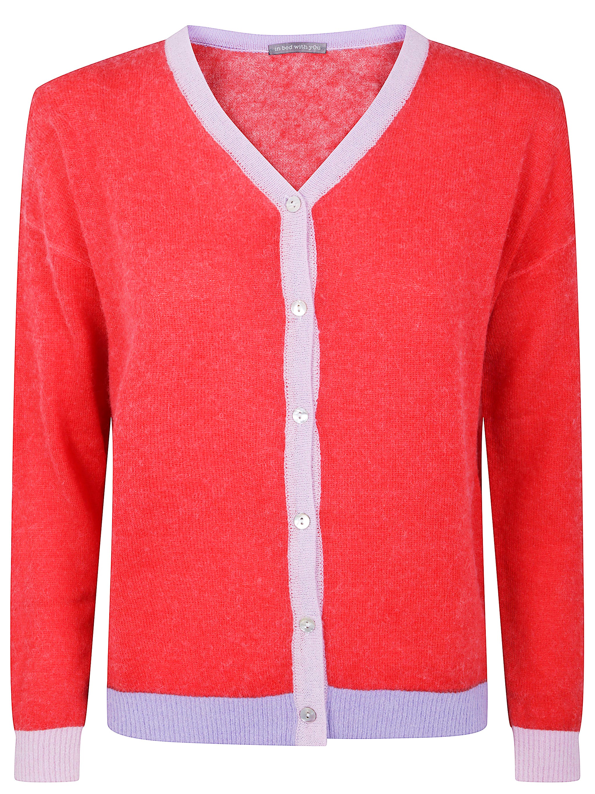 Dkny Wide Sleeves V Neck Cardigan In Red