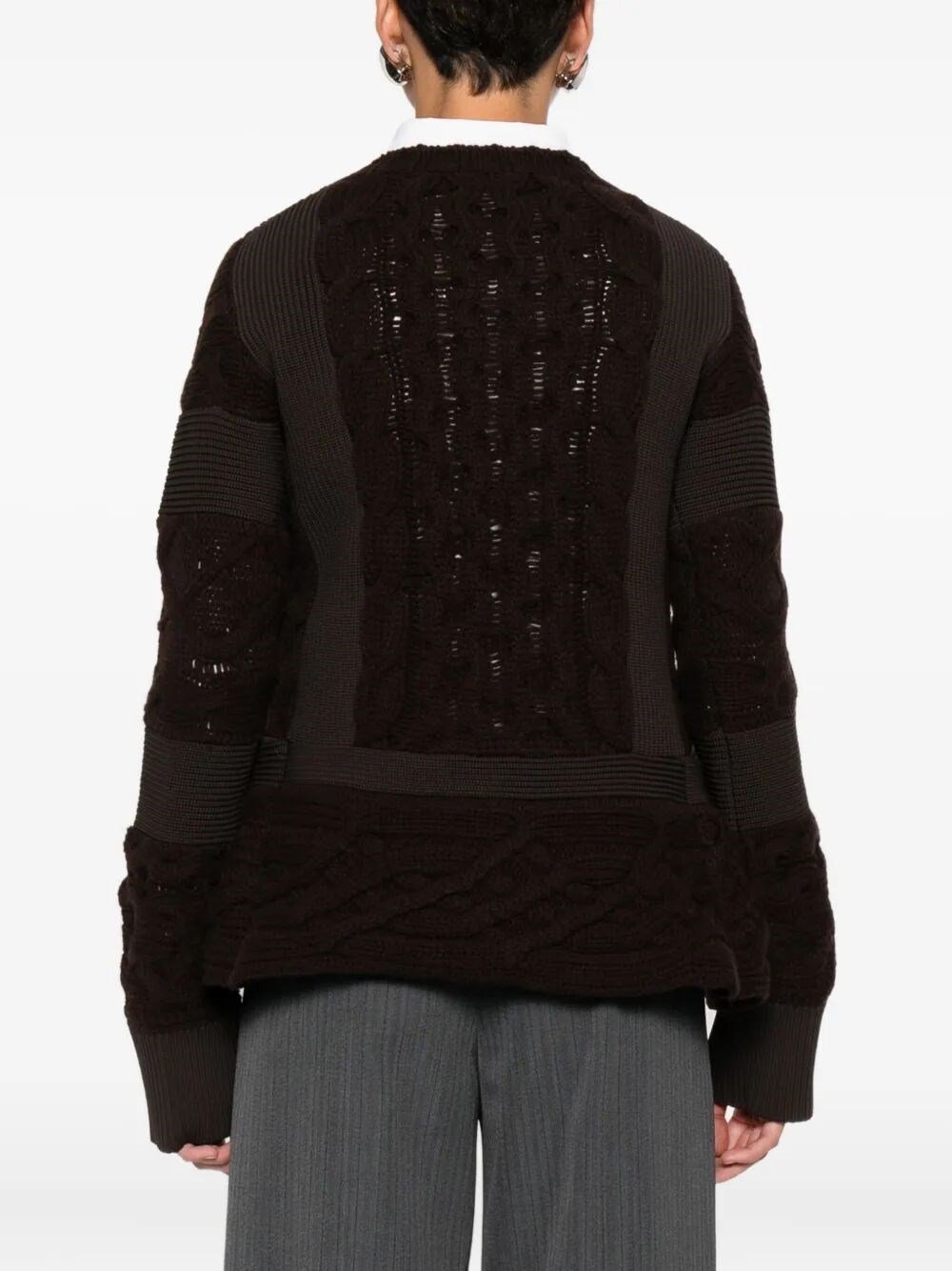 SACAI Wool Knit Round Neck Pullover