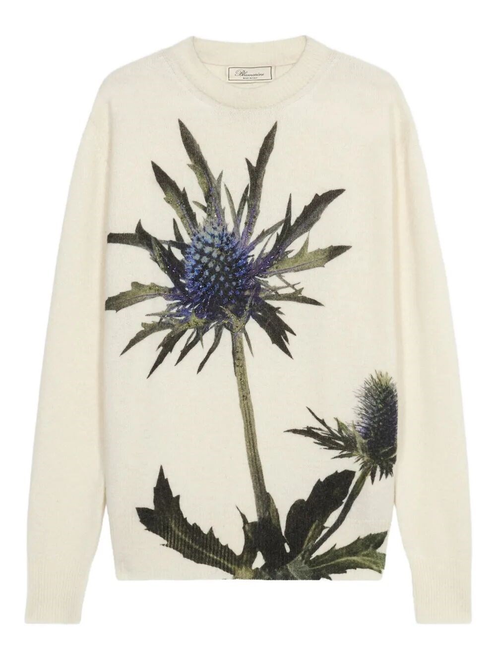 "Thistle" Print Knit Round Neck Sweater