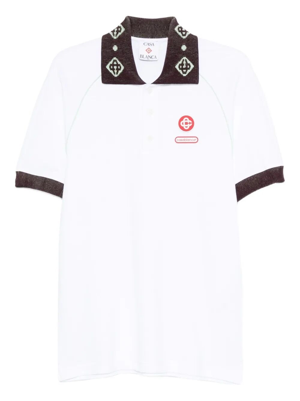 Casablanca Piqu Cotton Polo Shirt In White