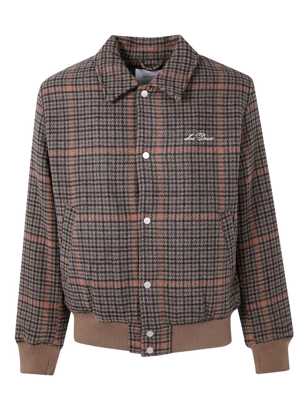 Les Deux "varsity Houndstooth" Jacket In Brown