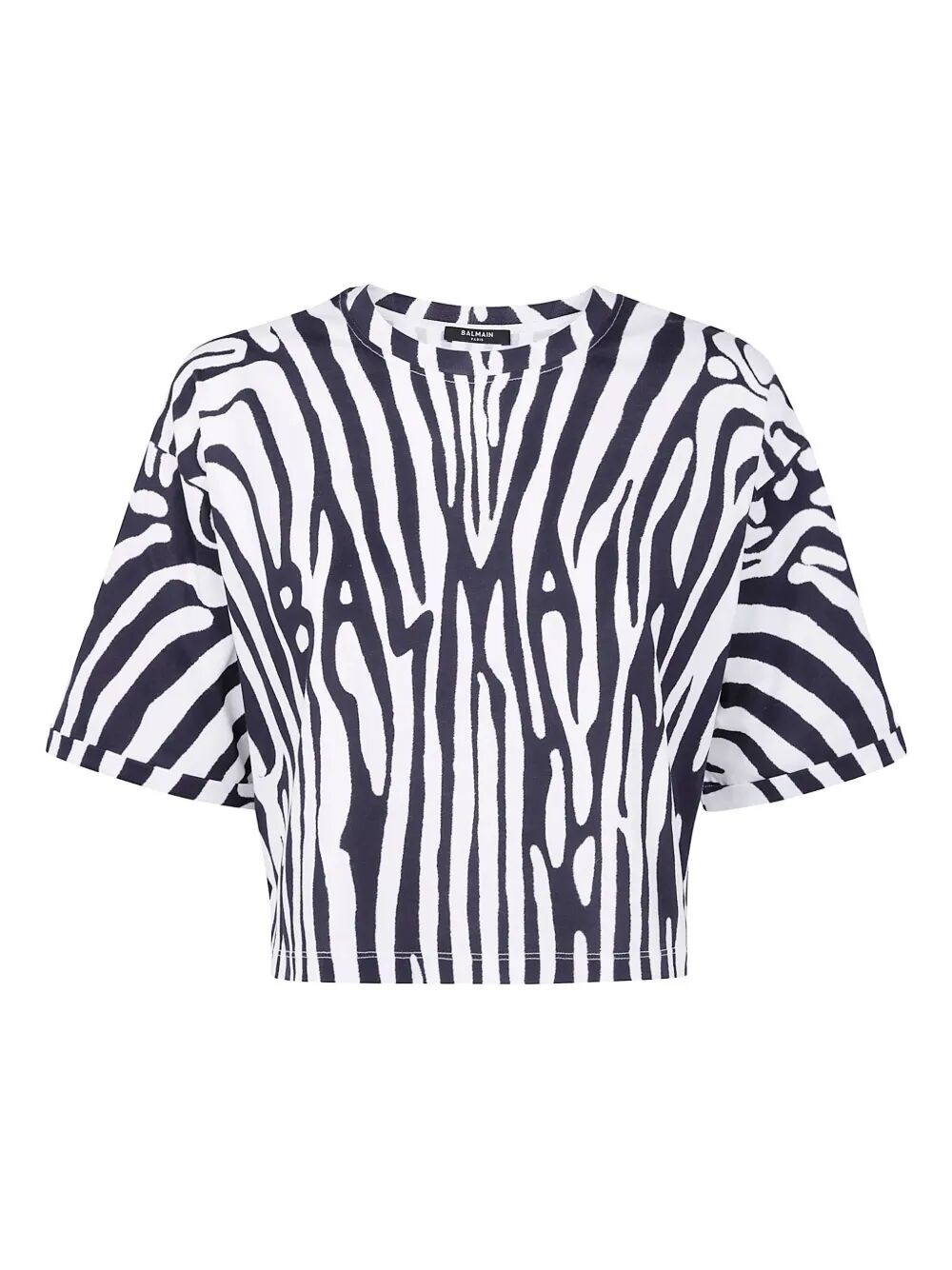 Gauge81 Balmain Zebra Print Crop T-shirt In Beige