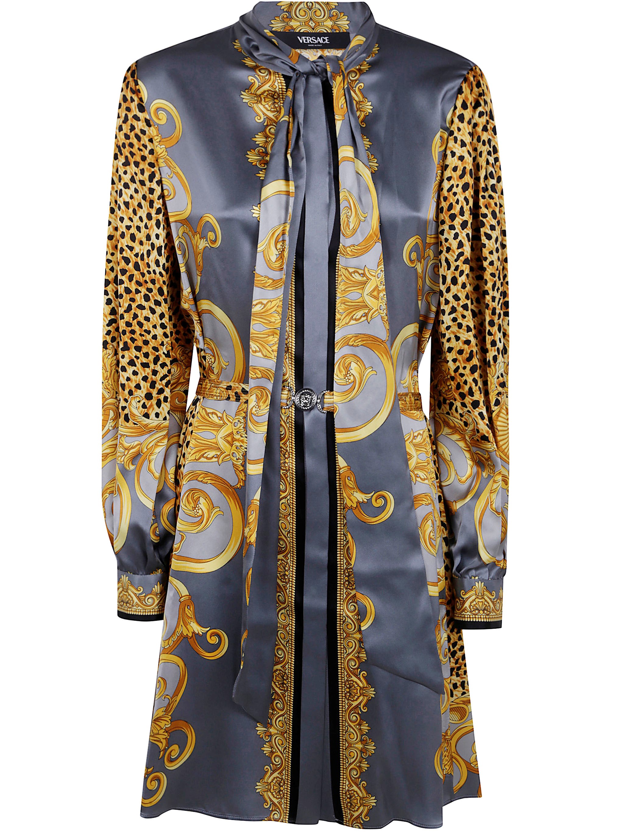 VERSACE Dress Cheetah Foulard On Silk Crepe Satin Lw