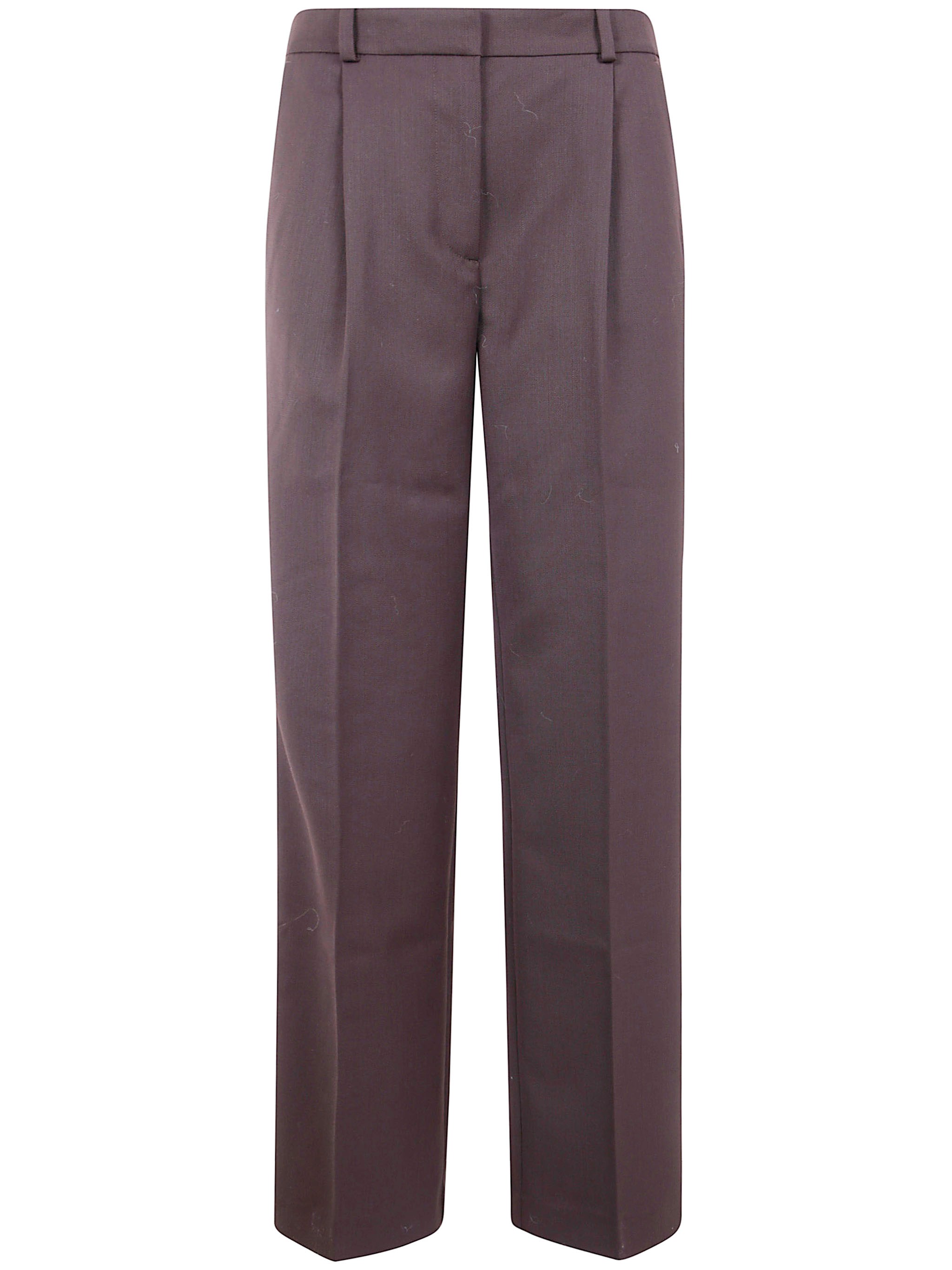 Anine Bing Trent Tailored Trousers With Front Pleats In Purple