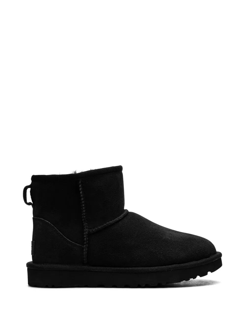 Ugg Classic Mini Black Ankle Boots With Logo Patch On The Rear In Suede Woman