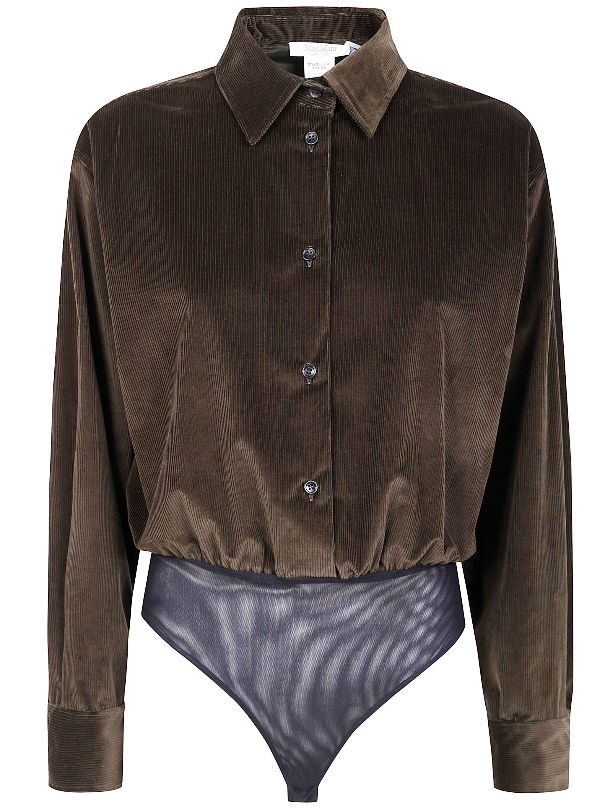 Max Mara 'fertile' Velvet Body Shirt In Brown