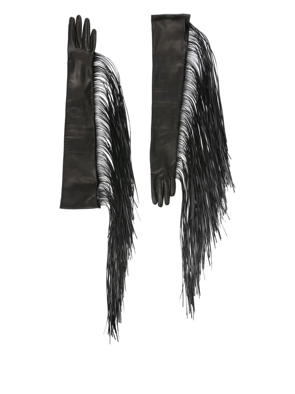 Sportmax Long Fringe Detail Gloves Collection In Black