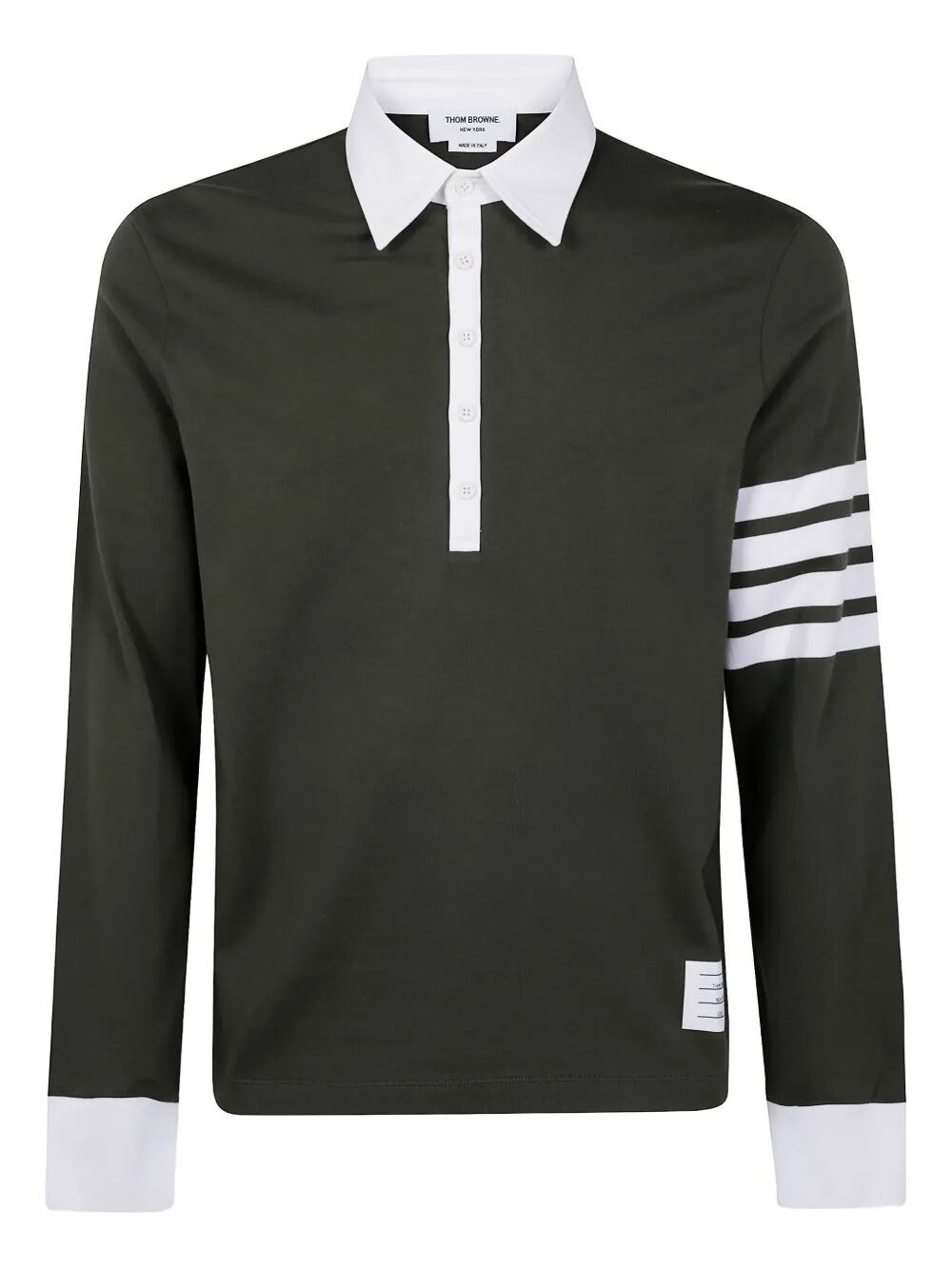 Thom Browne Classic Fit Long Sleeve Rugby In Med Weight Jersey With En In Green