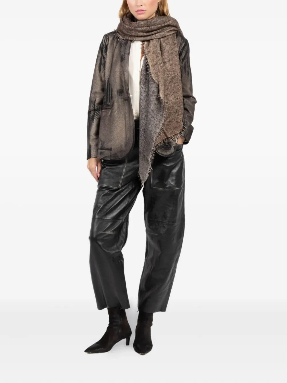 Avant Toi "star Dust" Cashmere Scarf 185x90cm In Brown