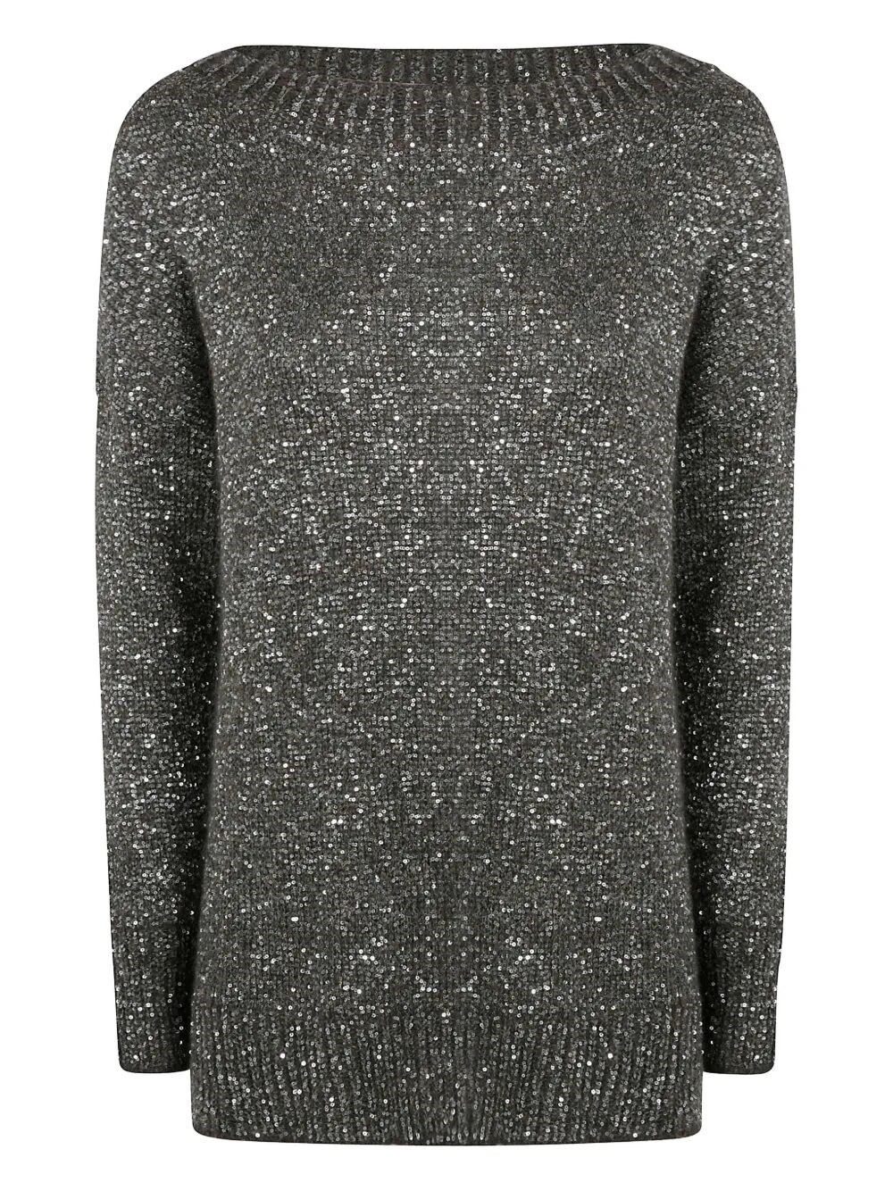 D Exterior D. Exterior Boatneck Sequins Soft Long Sweater In Green