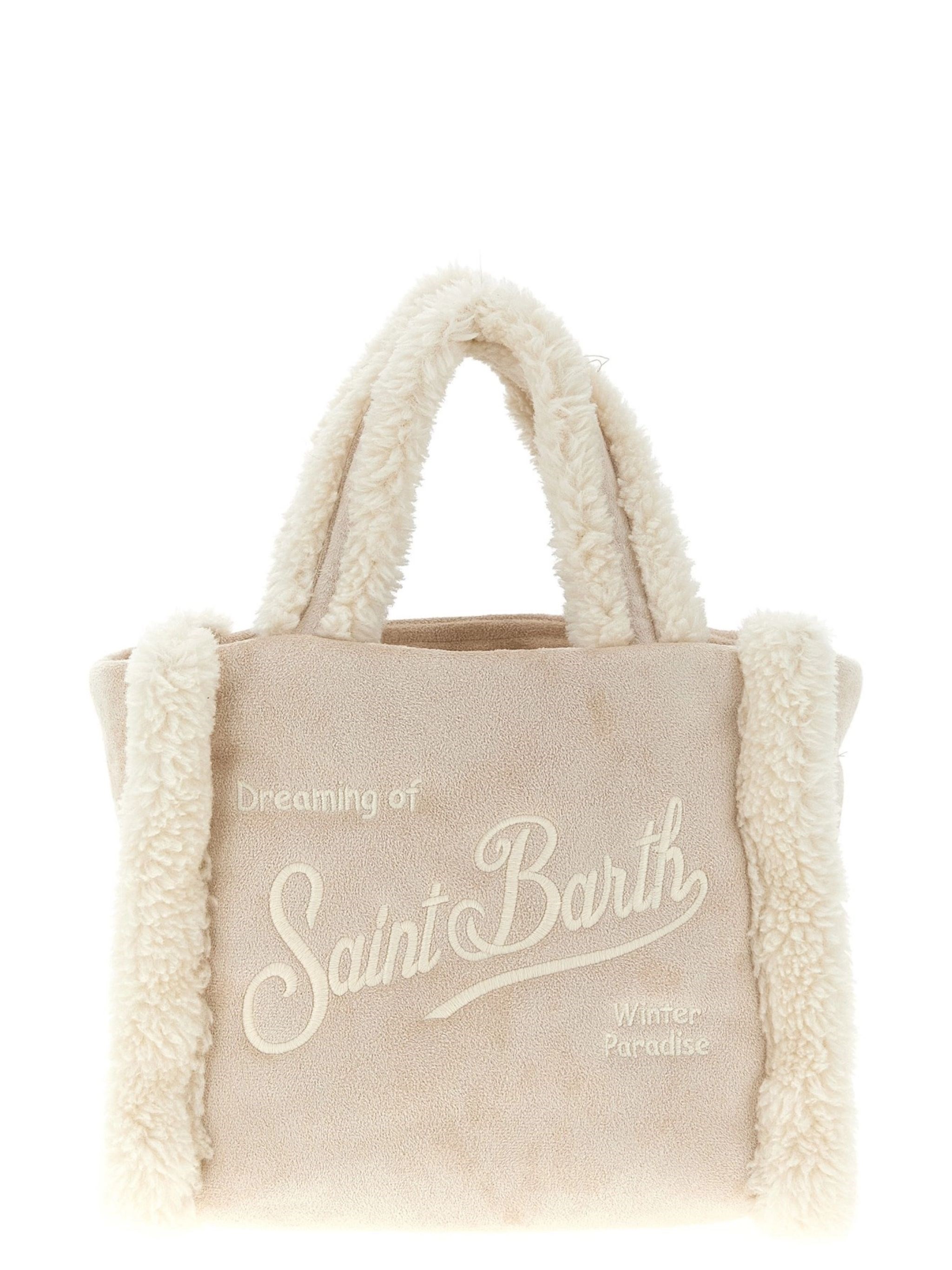 Mc2 Saint Barth "vanity Mini Shearling" Tote Bag In Sand