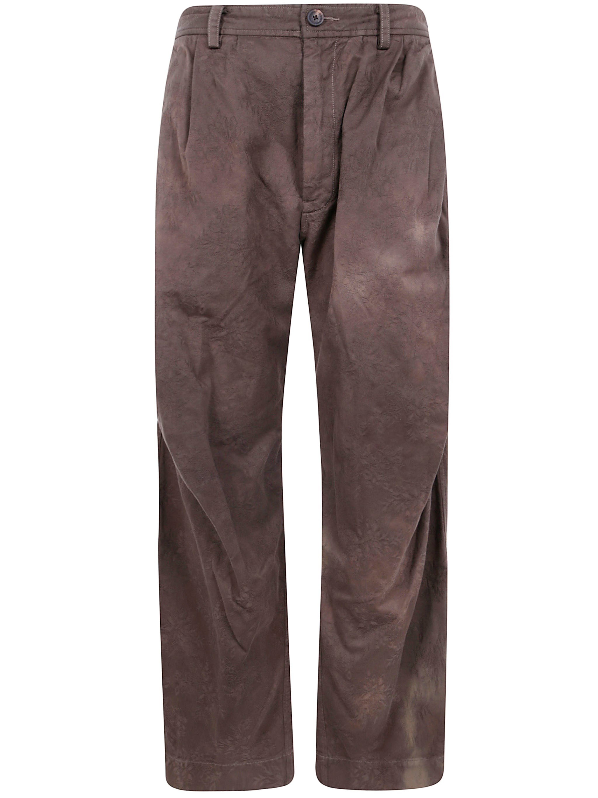 Ziggy Chen Jacquard Heavy Patchwork Trousers In Brown