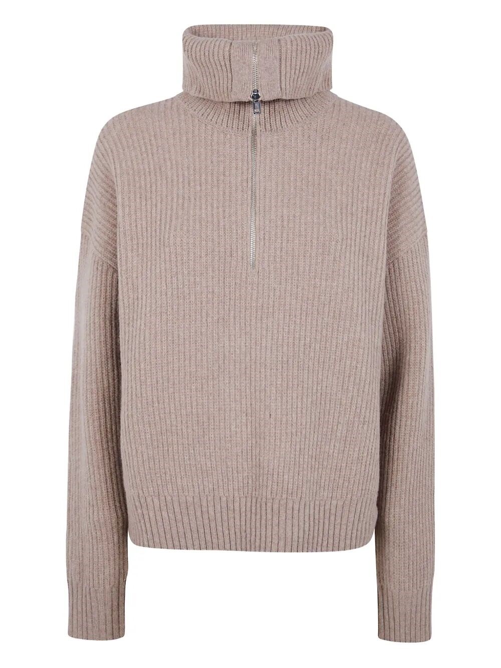 Filippa K 'ribbed' Wool Half Zip Sweater In Neutral