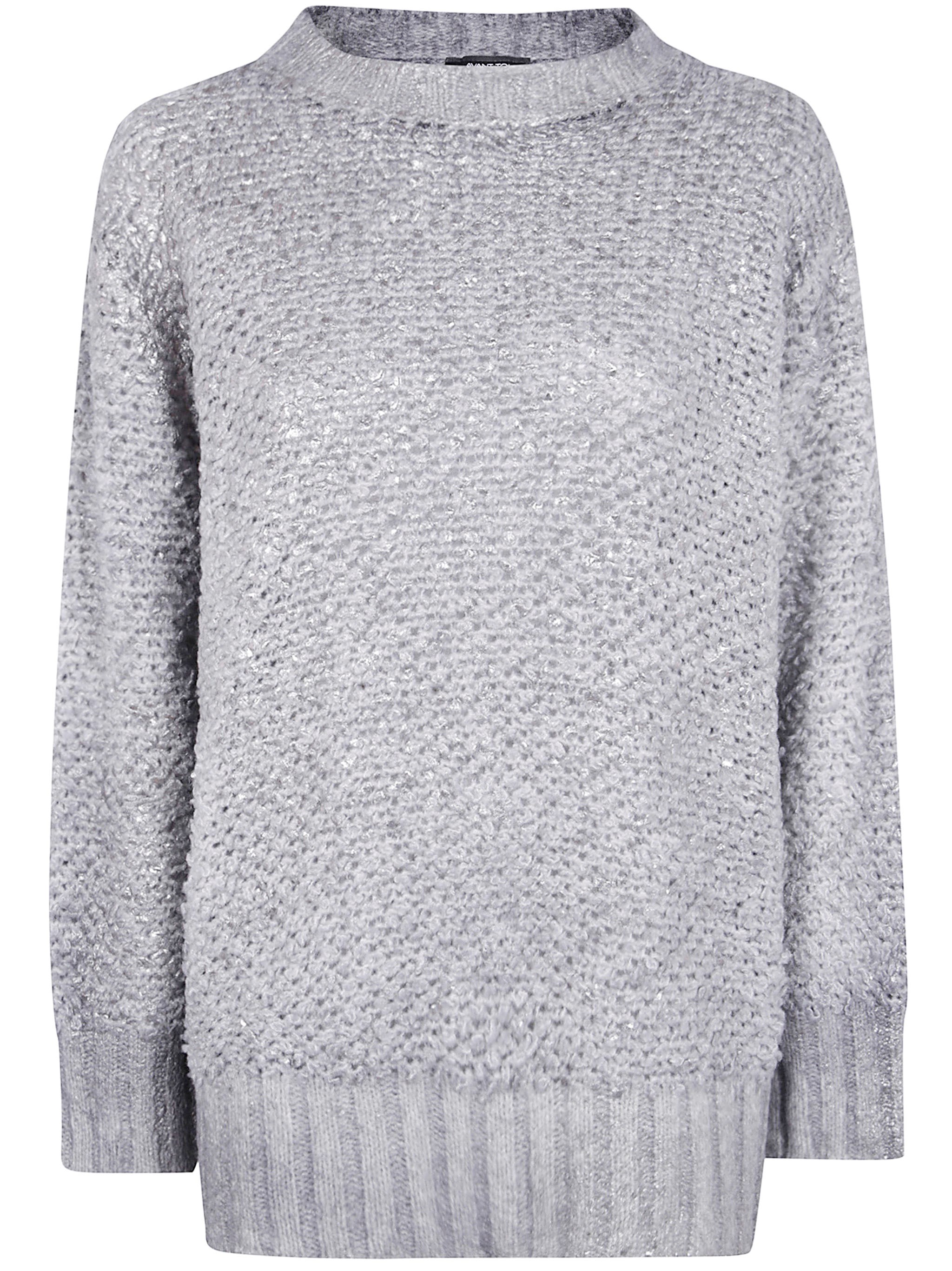 "Hand Painted" Round Neck Furry Stitch Pullover With Laminat