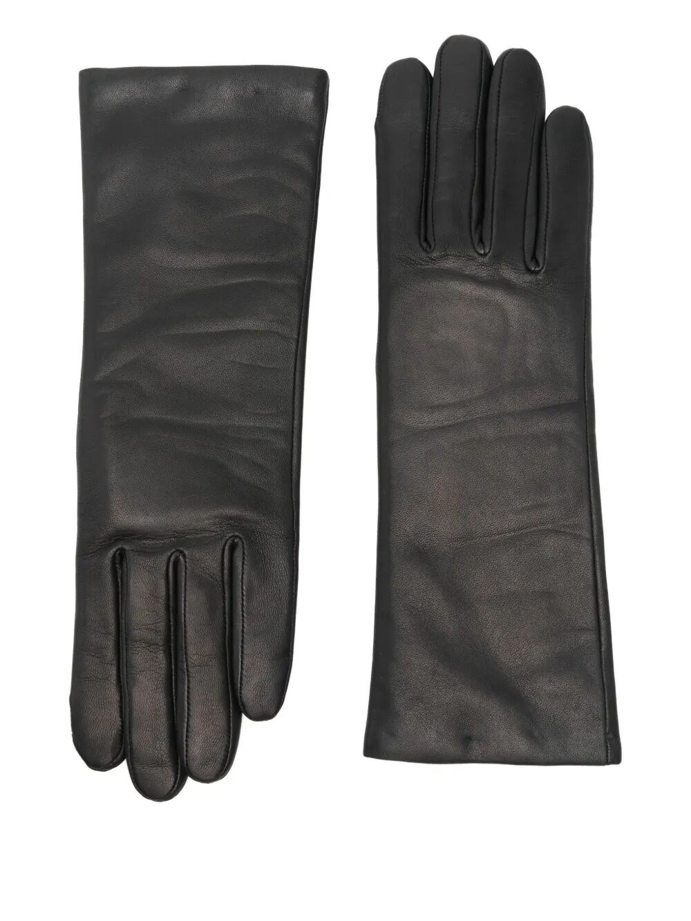Agnelle "christina" Nappa Leather Cashmere Gloves In Black