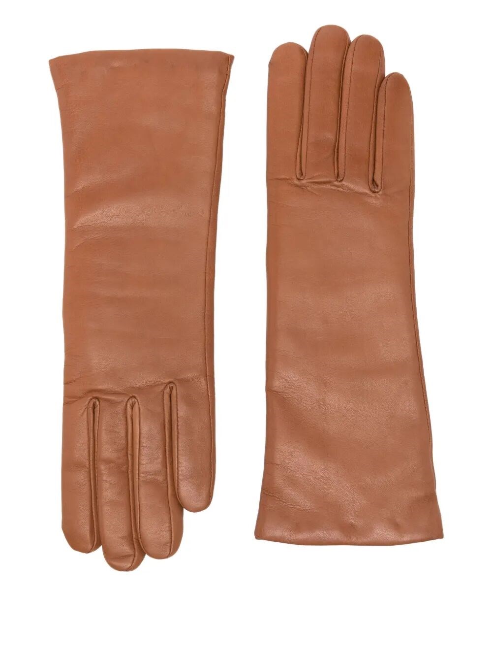 Agnelle "christina" Nappa Leather Cashmere Gloves In Brown
