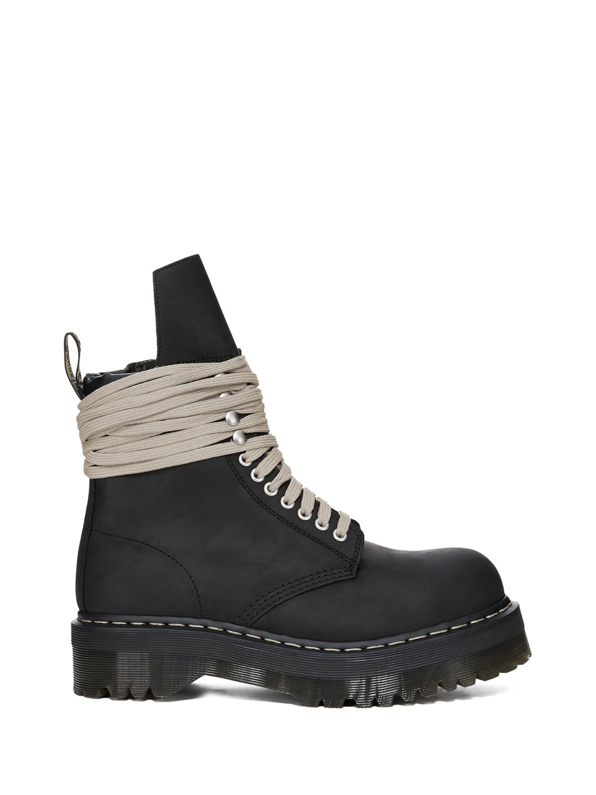 Rick Owens Dr Martens "quad Sole Steel Toe" Leather Boots In Black