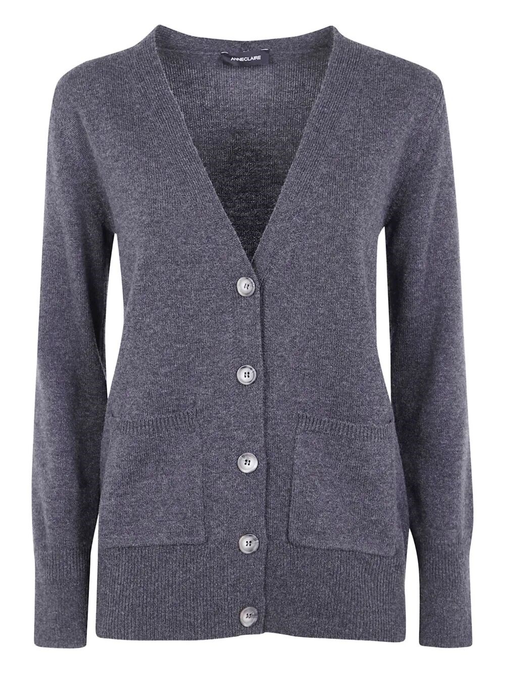 Anneclaire Wool & Cashmere Fitted Cardigan In Gray