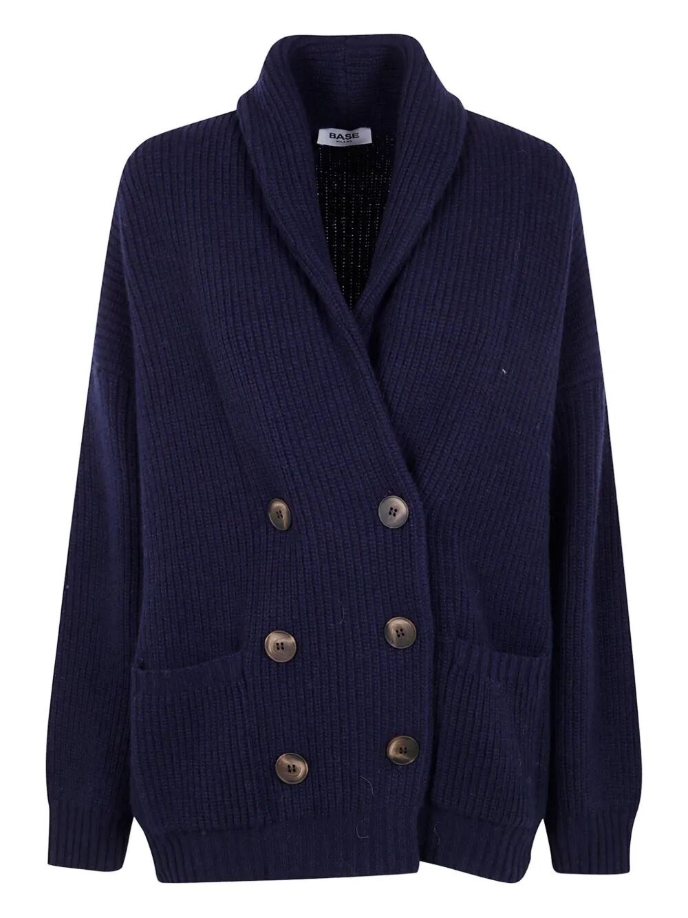 Base Extrafine Merino Wool Cardigan In Blue