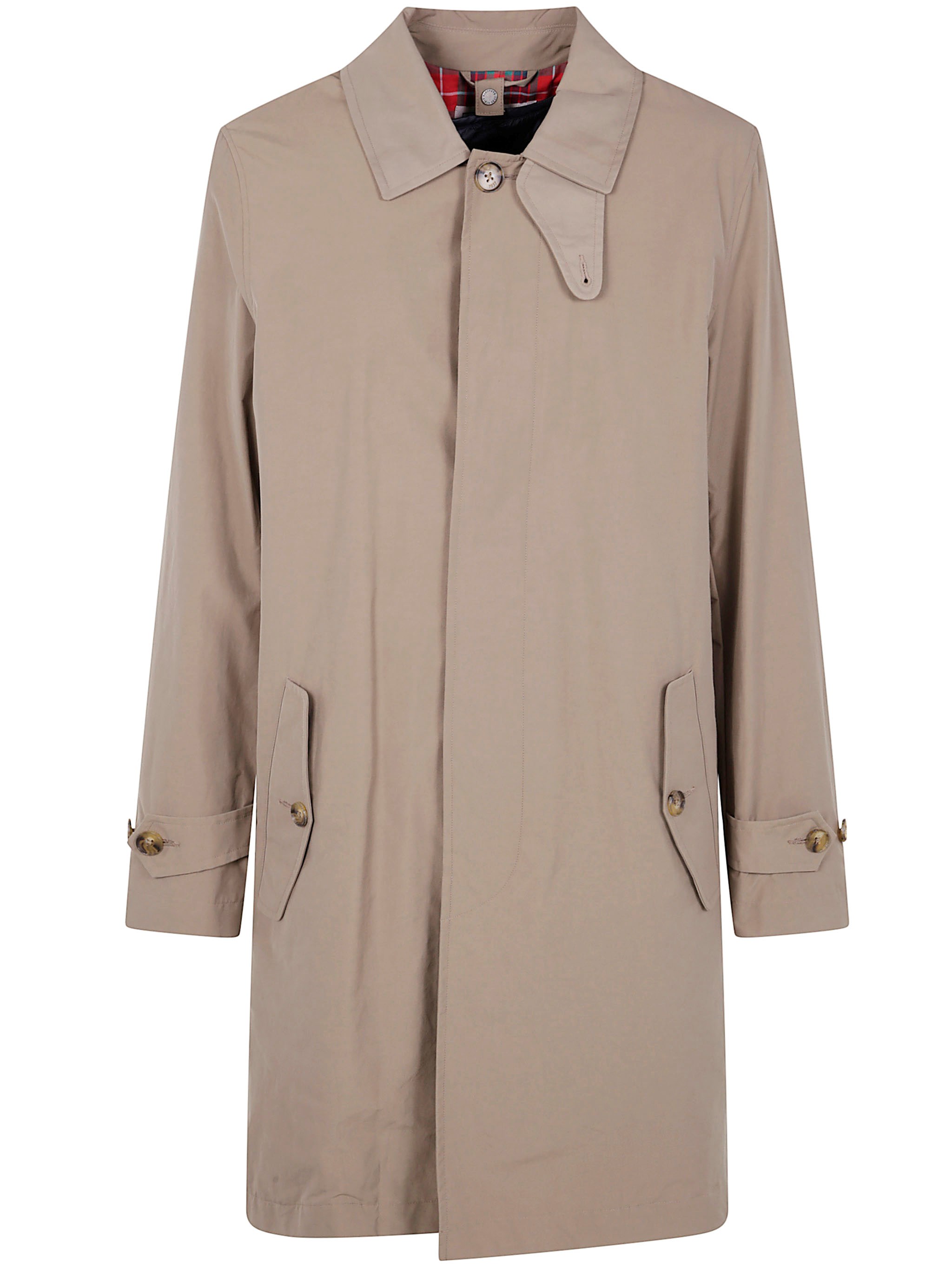 Baracuta Waterproof Tan Cotton Blend Coat With Iconic Tartan Lining In Multi